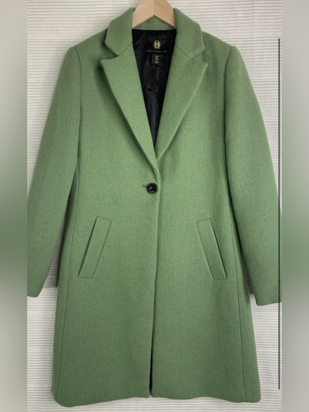 House of Harlow 1960 Single-Button Green Wool-Blend Coat